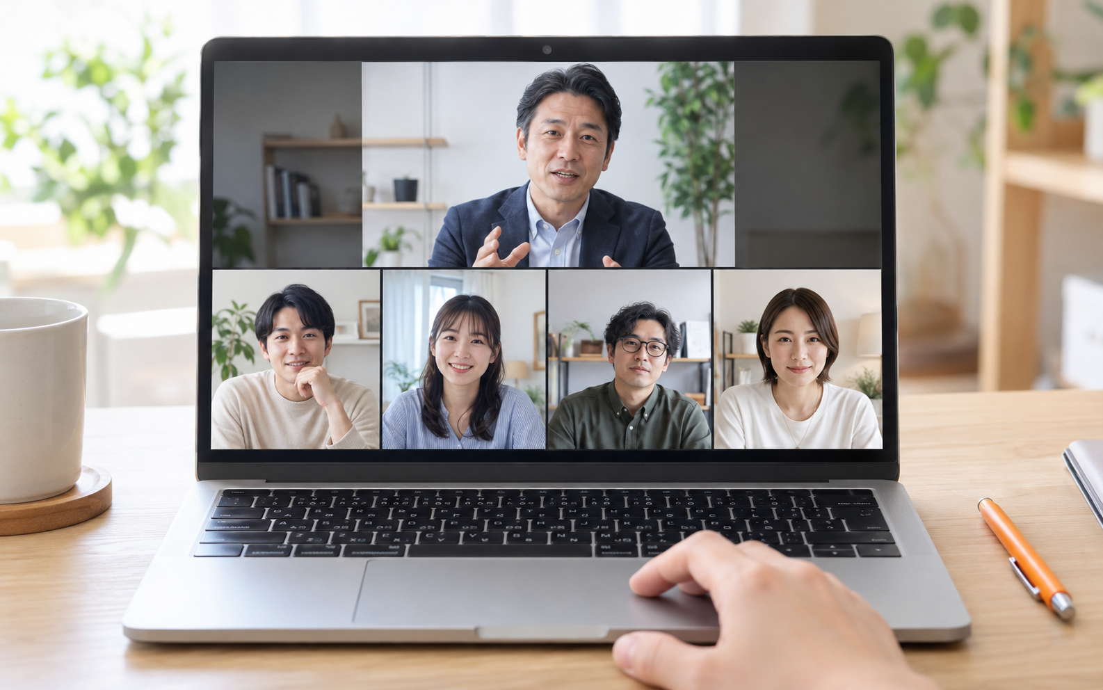 別拠点の講師と社員がオンラインでつながる研修のイメージ