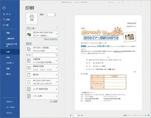 文書の印刷の画面例